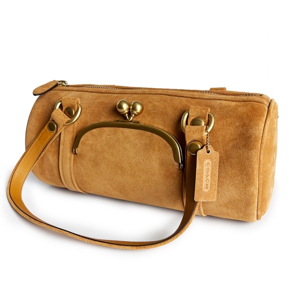 NWT Coach Originals Kisslock Barrel Bag Caramel Suede Leather Limited Edition - Picture 9 of 15